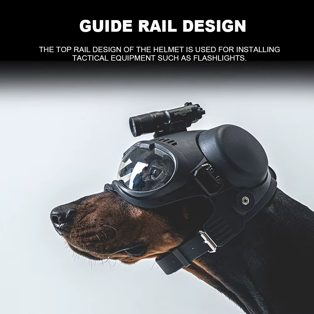 Casco táctico K9 con riel Picatinny y gafas protectoras para perros - imagen 2