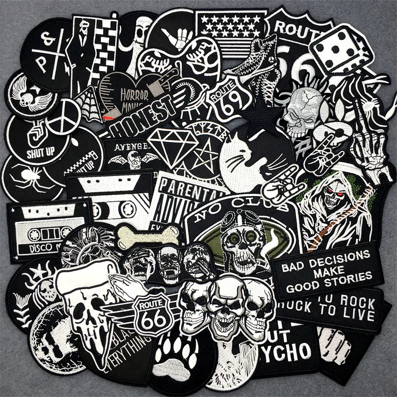 Parche punk bordado termoadhesivo para chaqueta vaquera