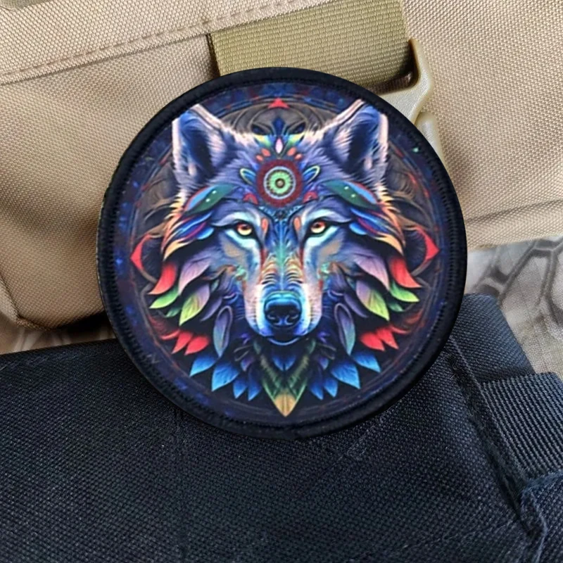 Parche táctico de lobo bohemio con velcro para chaleco - imagen 2