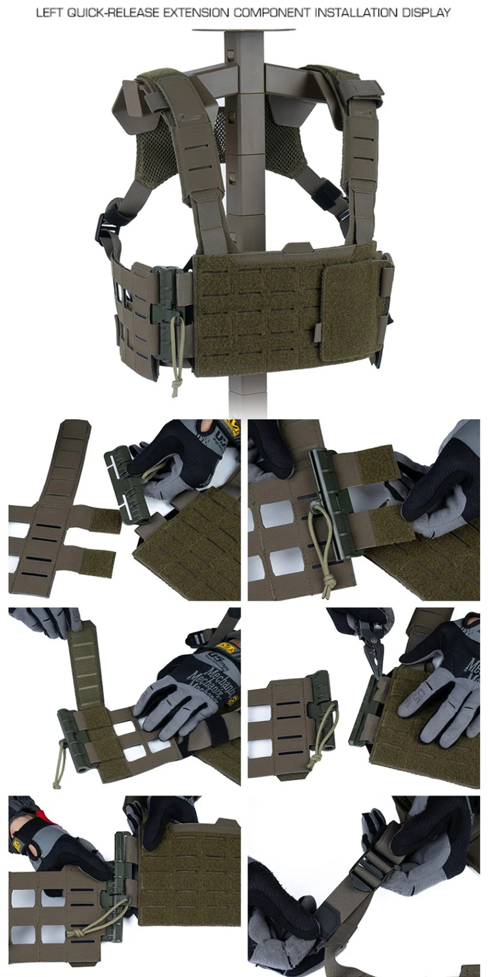 Accesorio táctico MOLLE de alta resistencia en Gris Lobo