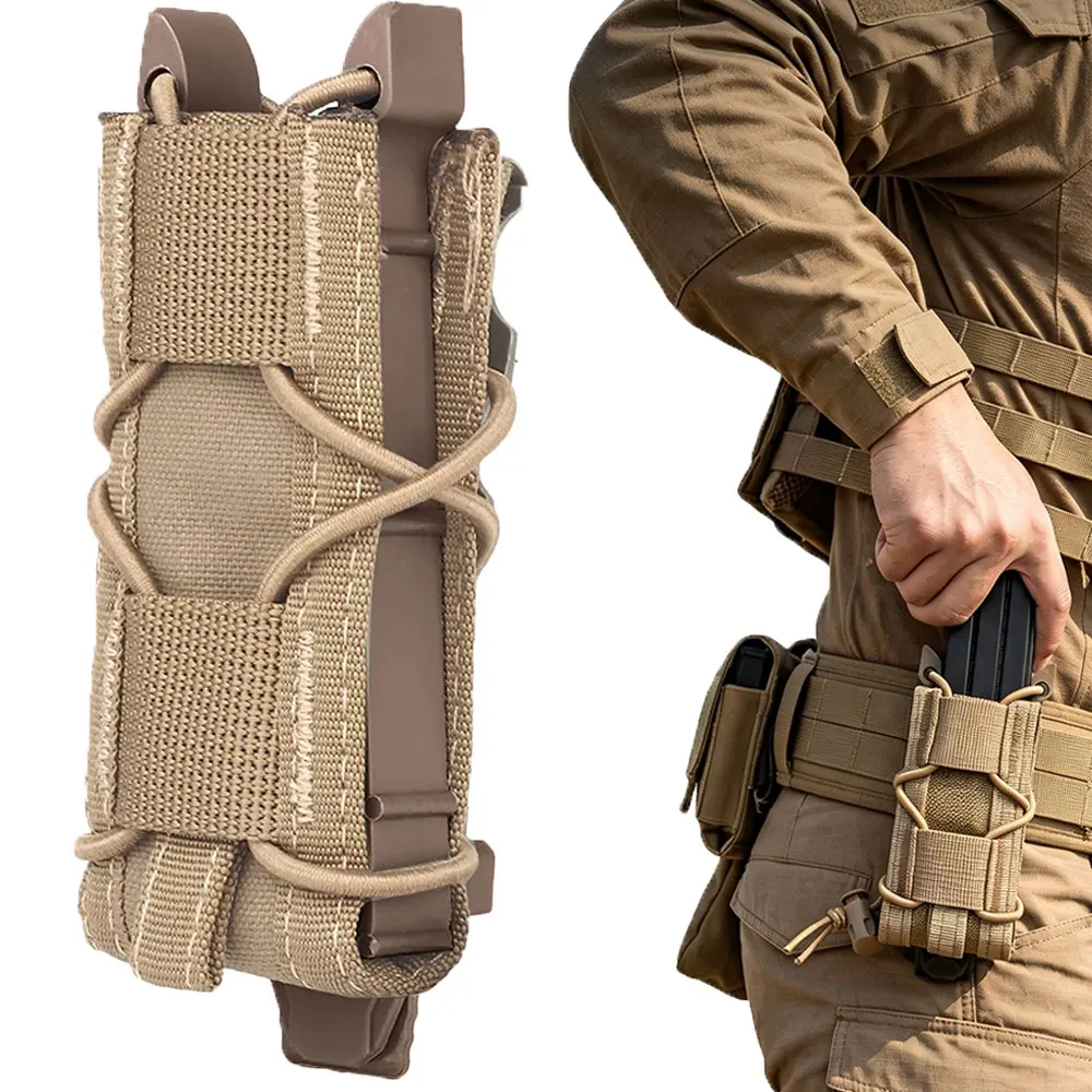 Portacargador MOLLE para pistola de 9 mm y linterna