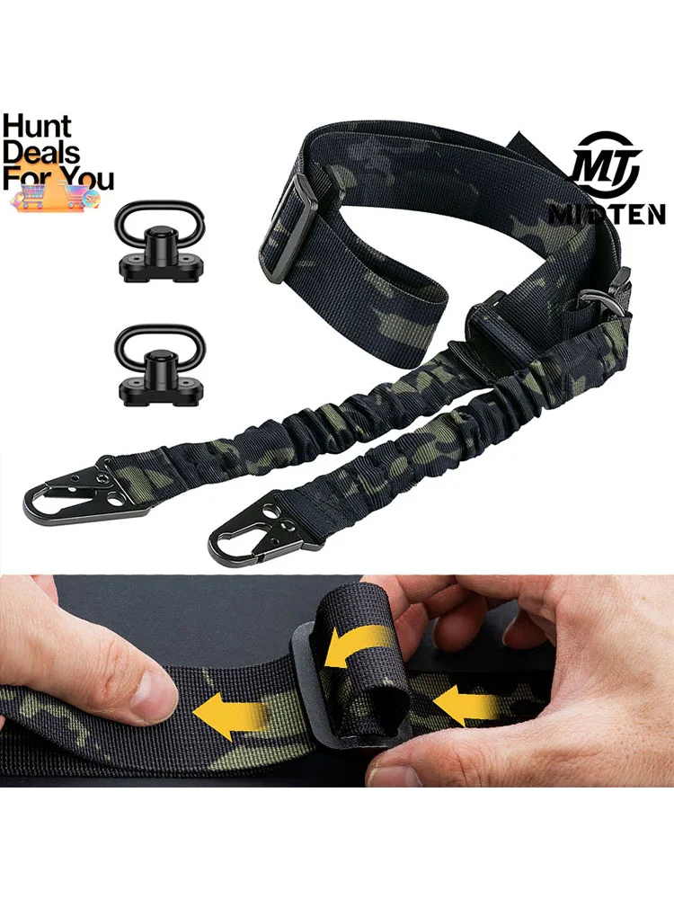 MIDTEN Correa táctica M-LOK QD con bungee ajustable en negro oscuro - imagen 2