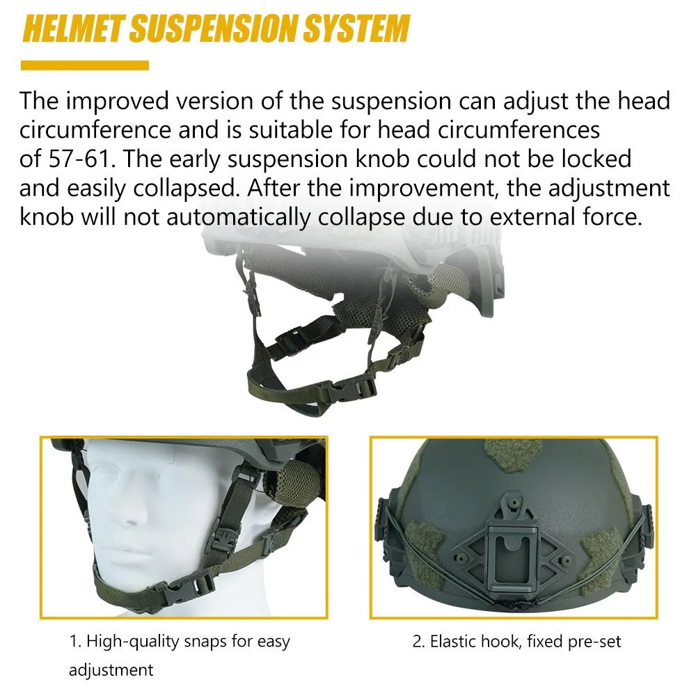 Casco táctico BOOIU Wendy de entrenamiento ajustable de fibra vidrio - imagen 4