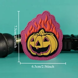 Parche tactico Halloween calabaza en llamas - Velcro PVC para ropa