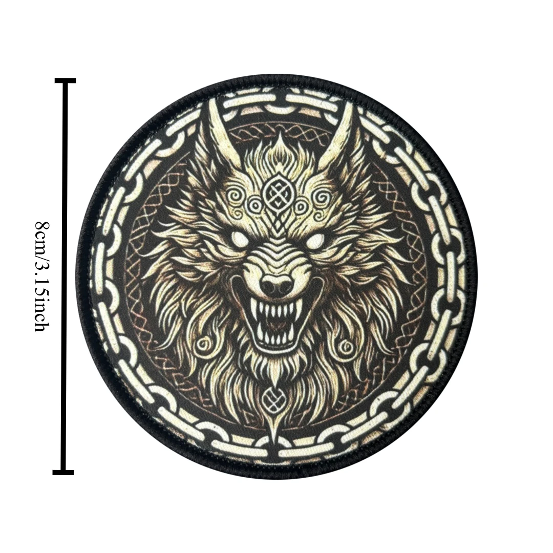 Parche táctico de Fenrir nórdico lobo, nudo celta con velcro