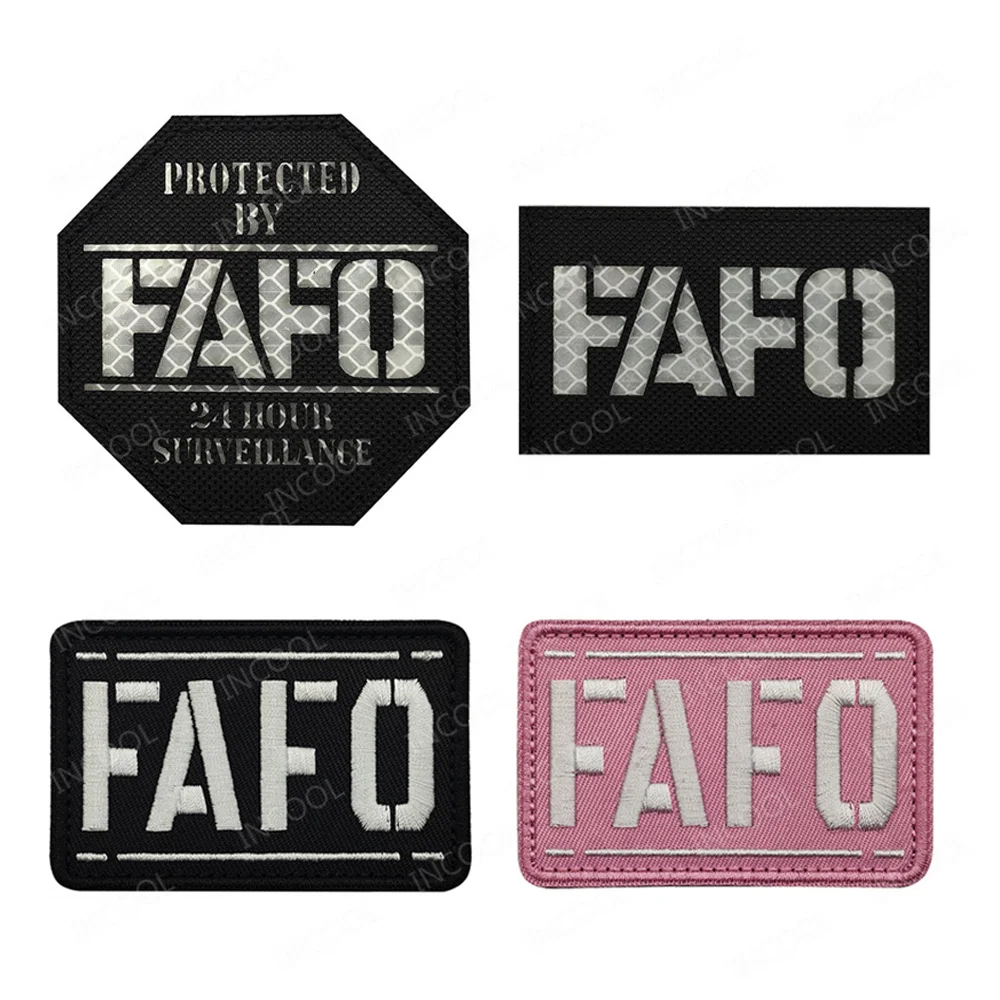 Parche reflectante FAFO corte láser rosa y negro para chaleco táctico - imagen 3