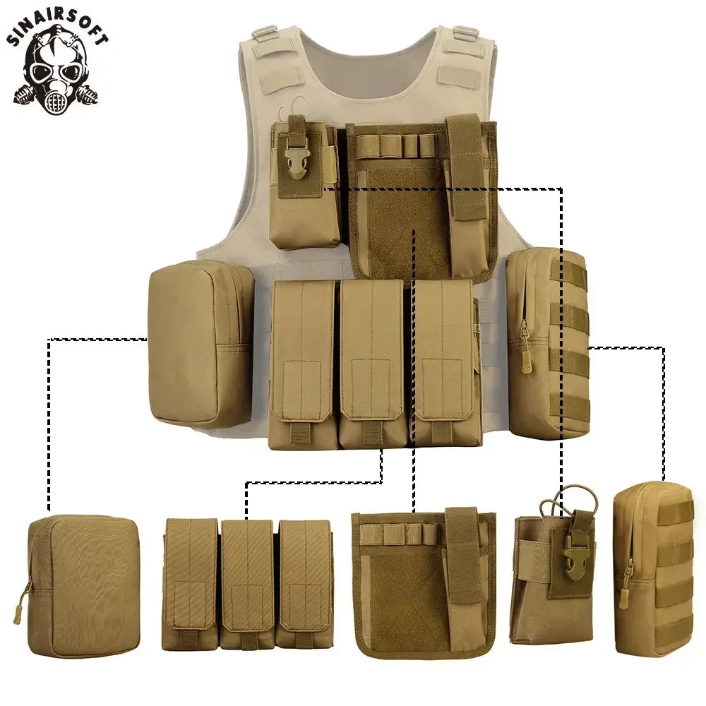 Chaleco táctico SINAIRSOFT MOLLE ajustable para airsoft y caza