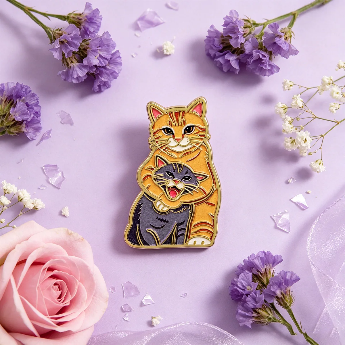 Broche esmalte gato lindo – Pin metálico para mochila y sombrero - imagen 2