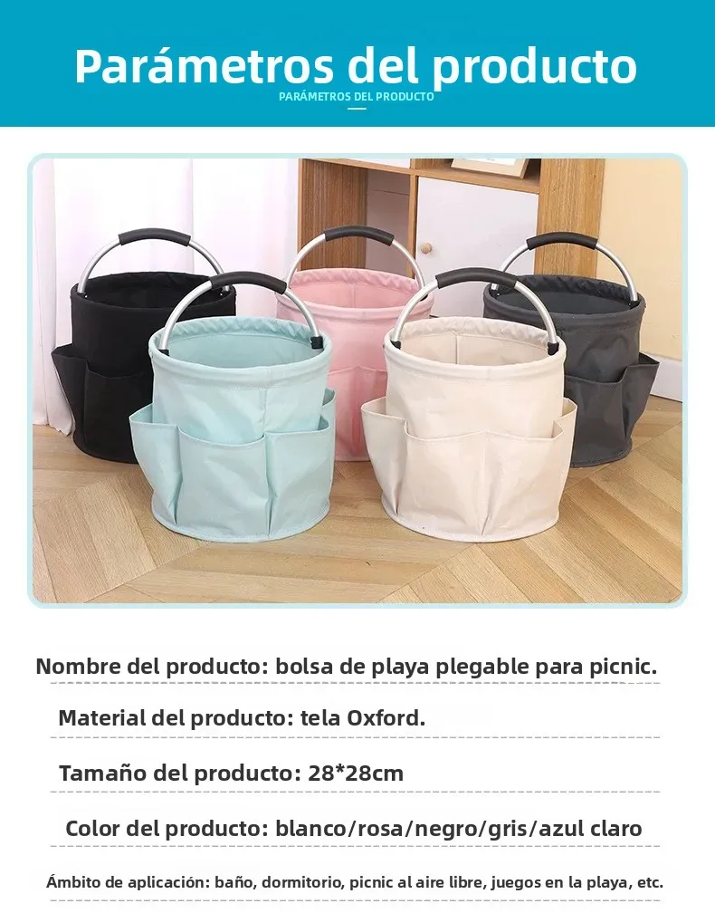 Cesta plegable de almacenamiento para acampada y playa - imagen 5