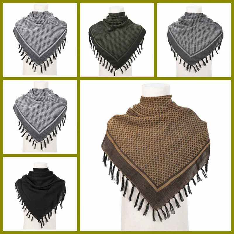 Shemagh táctico de algodón con flecos para hombre