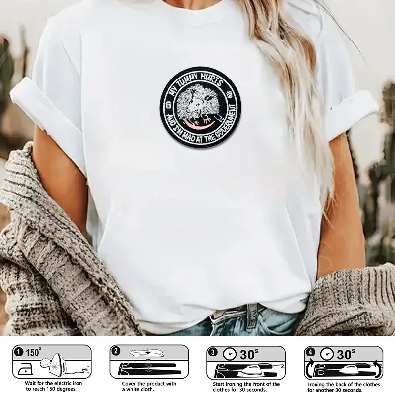 Parche bordado termoadhesivo opossum punk para gorra y ropa - imagen 2