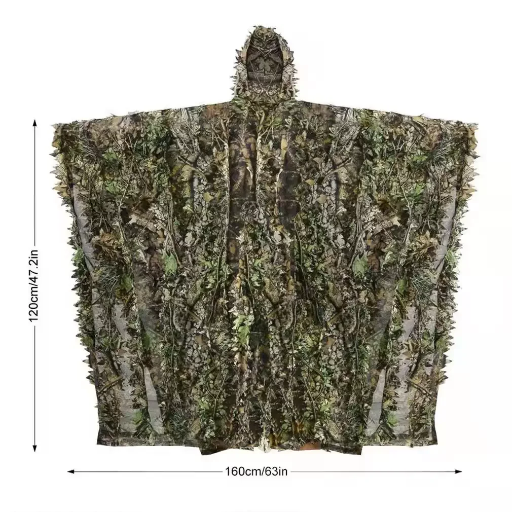 Poncho ghillie 3D Woodland para caza y observación - imagen 2