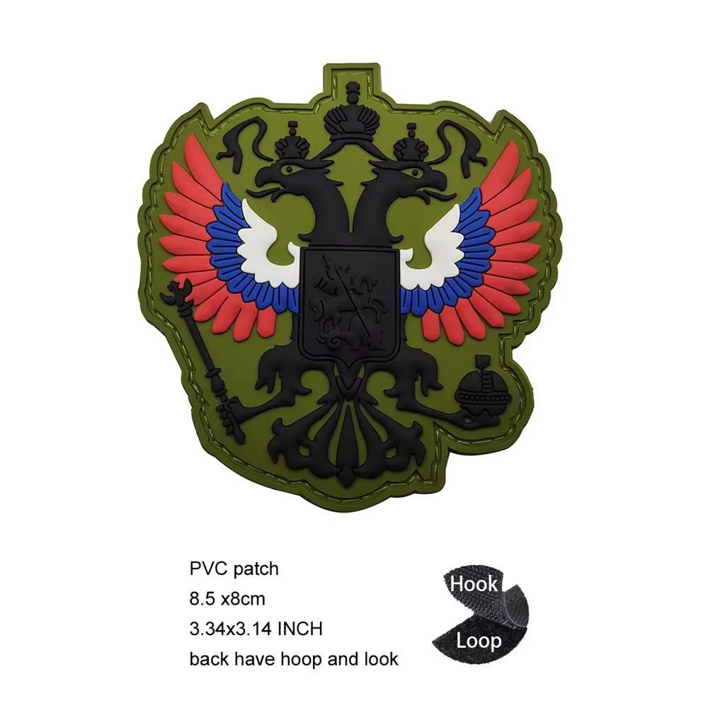 Insignia rusa águila bicéfala bordada – Parche 3D velcro táctico - imagen 3