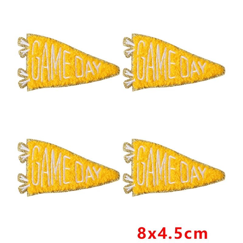Parche termoadhesivo chenilla diseño bandera bordado dorado - imagen 5
