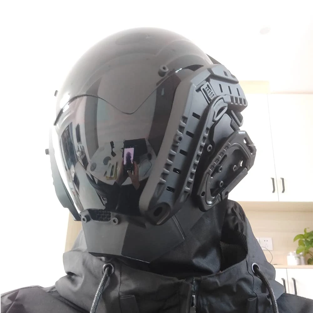 Máscara táctica cyberpunk – Protección facial airsoft acabado oscuro - imagen 2
