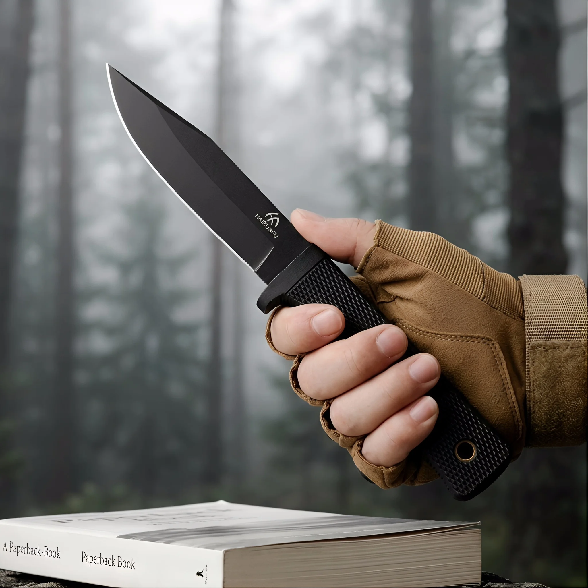 Cuchillo fijo táctico con mango G10 y funda para aire libre uso diario - imagen 2