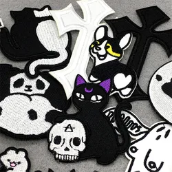 Parche bordado termoadhesivo dibujos animados – Blanco negro