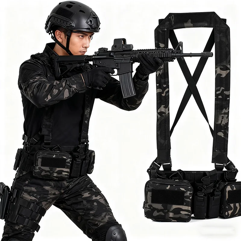 Chaleco táctico camuflaje para caza MOLLE con correa de hombro - imagen 4