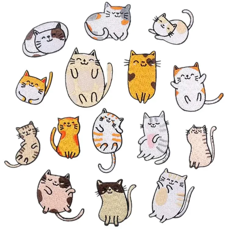Parche kawaii de gatito para ropa y manualidades