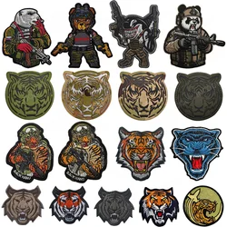 Parches bordados animales reflectantes IR tigre oso tiburón para ropa
