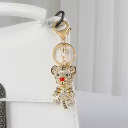 Llavero metálico Tigre zodiacal con diamantes de imitación para coche