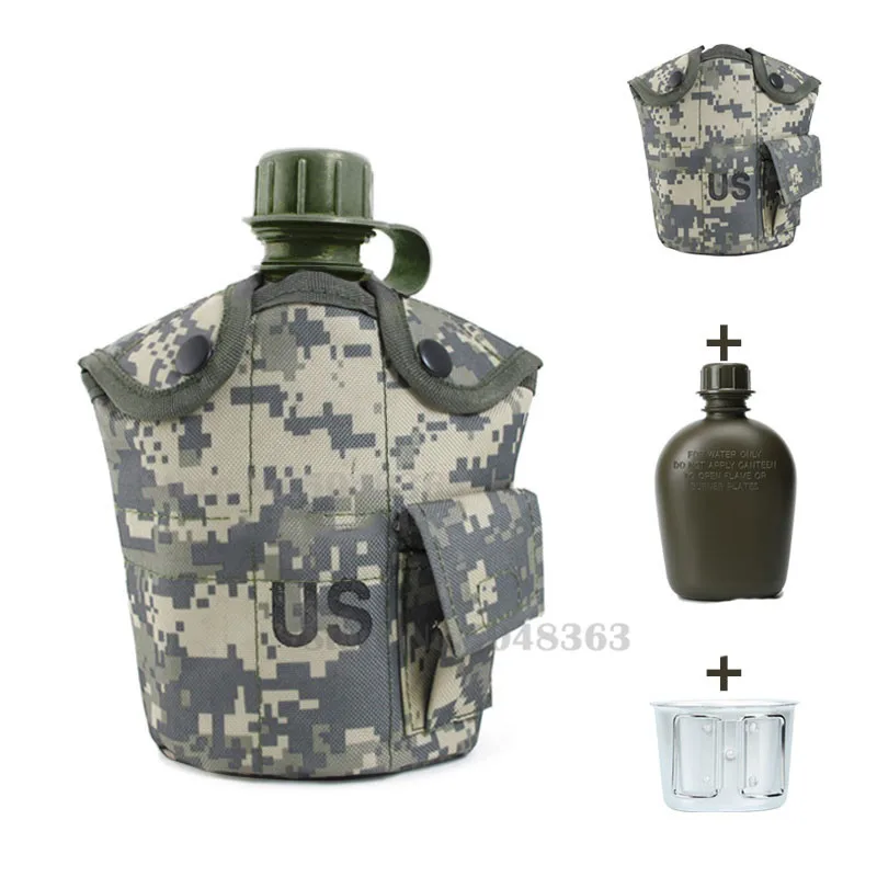 Bolsa de agua táctica MOLLE camuflaje porta botella para senderismo