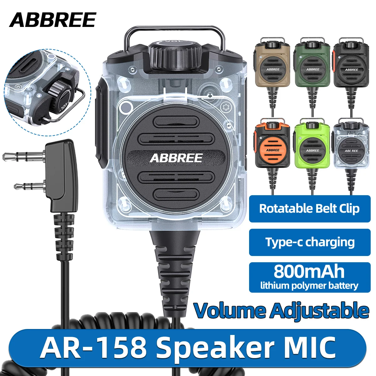 Micrófono de mano ABBREE AR-158 – compatible tipo K, Baofeng - imagen 3