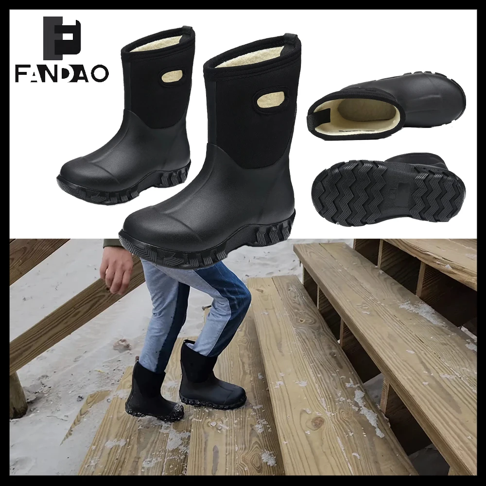 Botas impermeables niño forro polar nieve media caña antideslizante - imagen 4