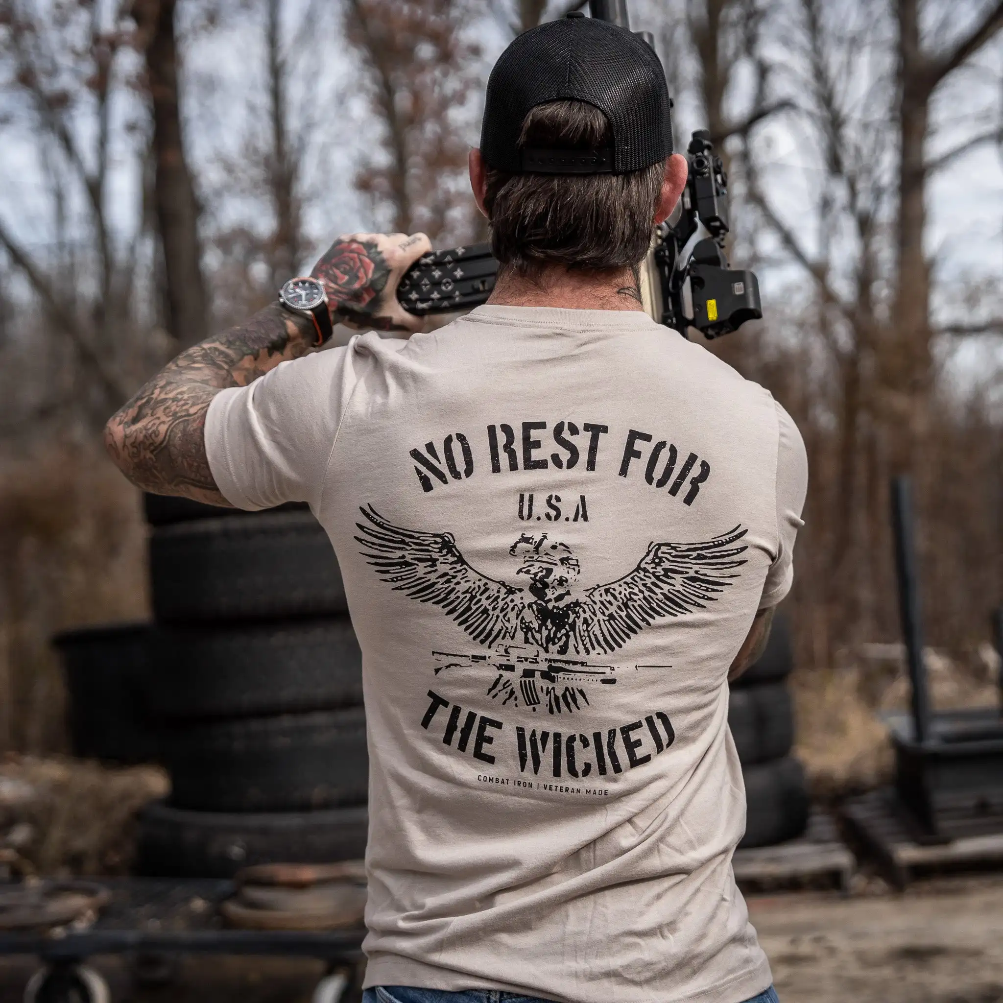 Camiseta táctica hombre Combat Iron No Rest for The Wicked militar - imagen 2