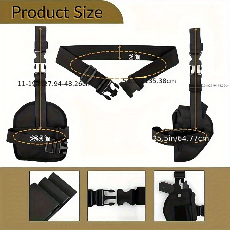Funda táctica para pierna con cinturón y correa, caza outdoor - imagen 2