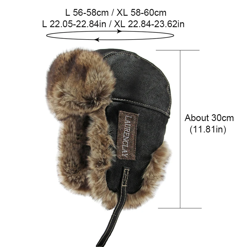 Gorro Ushanka aviador de invierno con orejeras y piel sintética - imagen 2