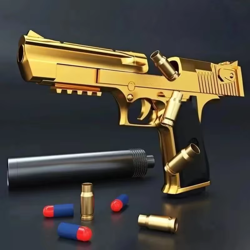 Pistola de juguete educativa con expulsión de cartuchos