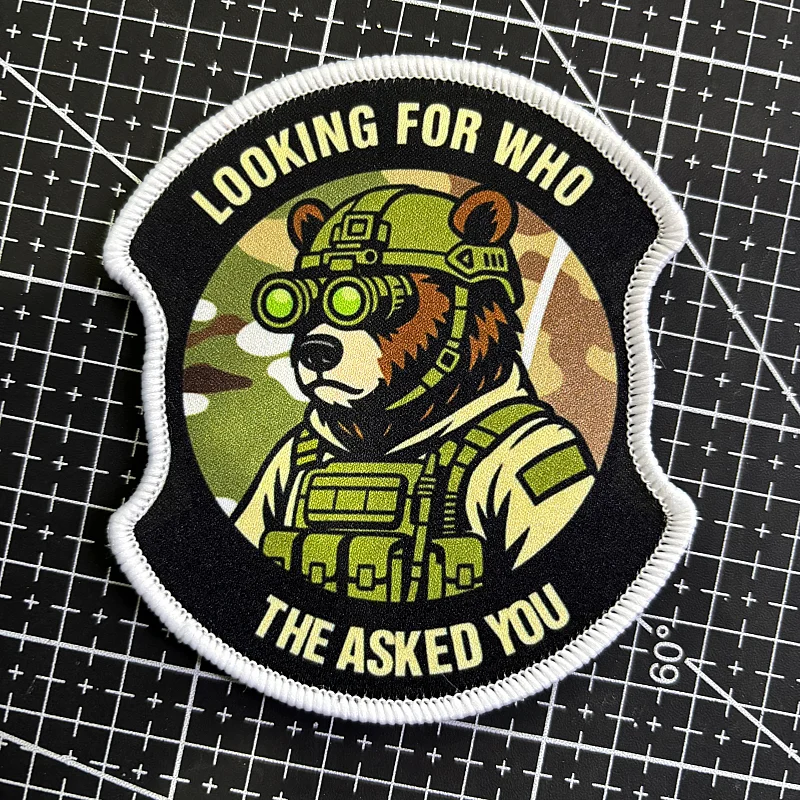 Parche táctico de oso soldado – insignia moral con velcro - imagen 5
