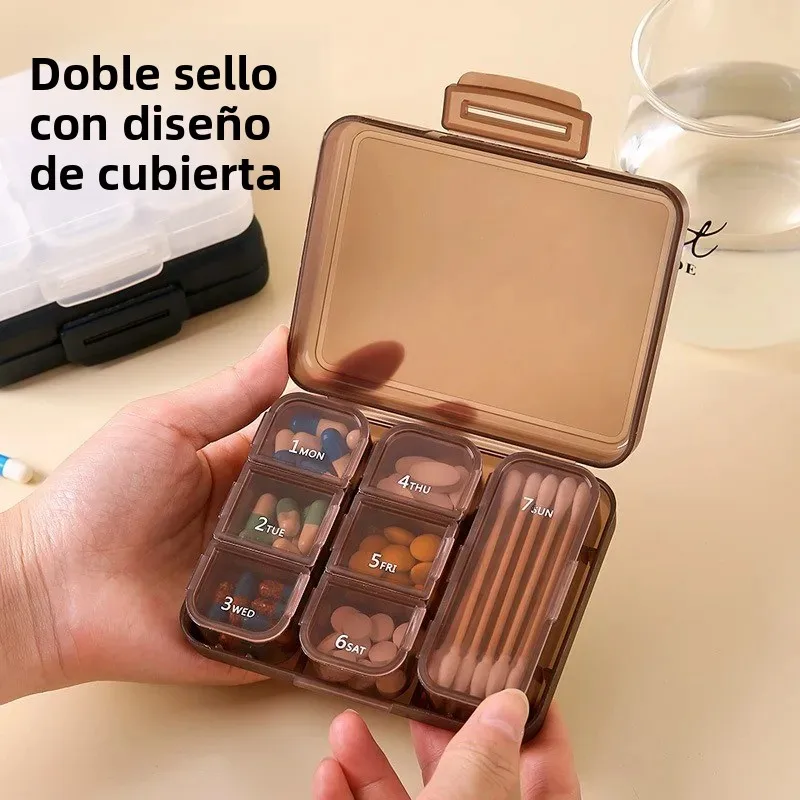Pastillero portátil de viaje organizador medicamentos sellado - imagen 3