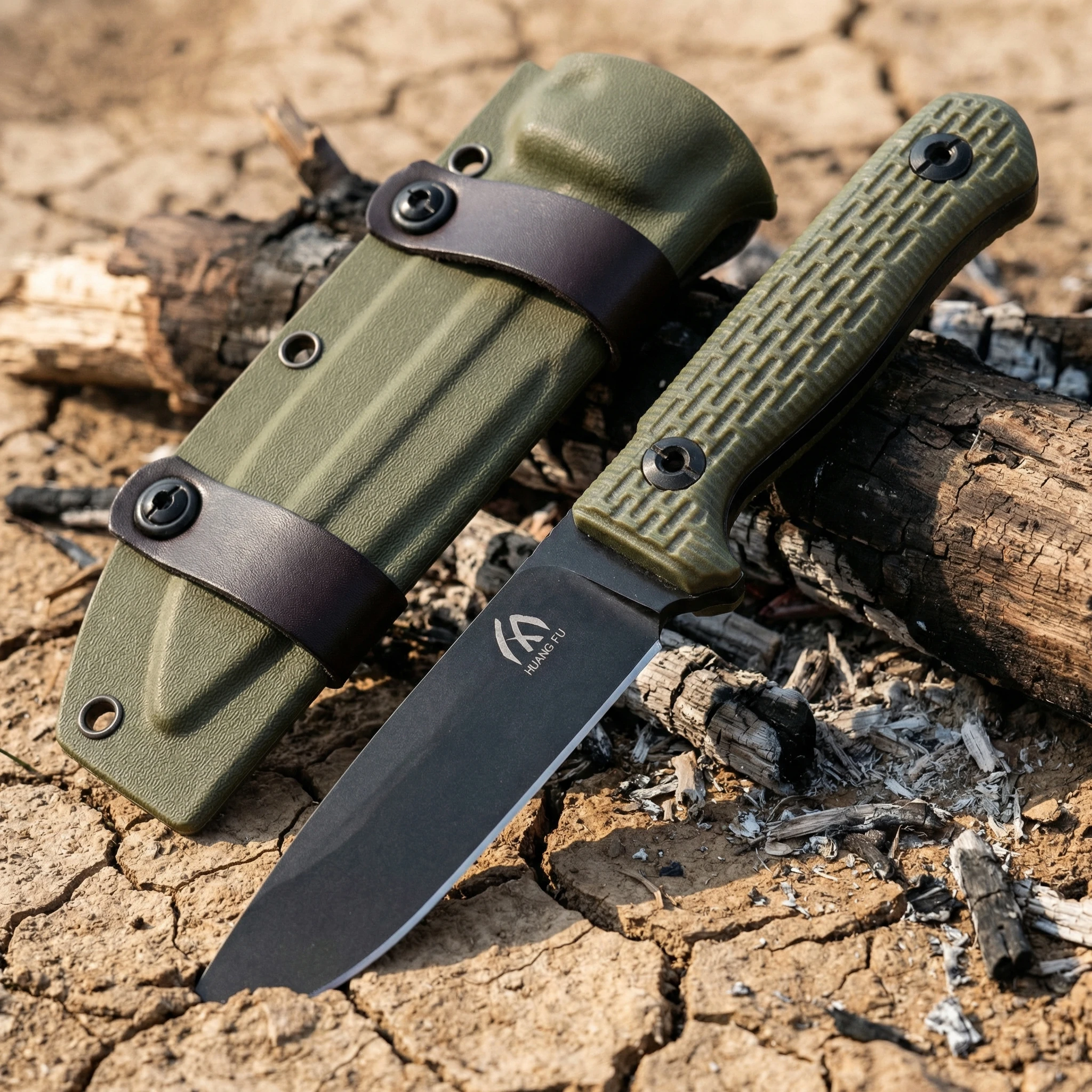 Cuchillo hoja fija táctico G10 con funda para exteriores