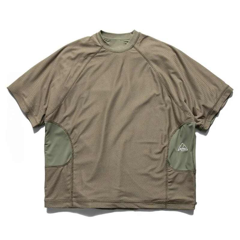 Camiseta secado rápido de malla táctica aire libre cuello redondo