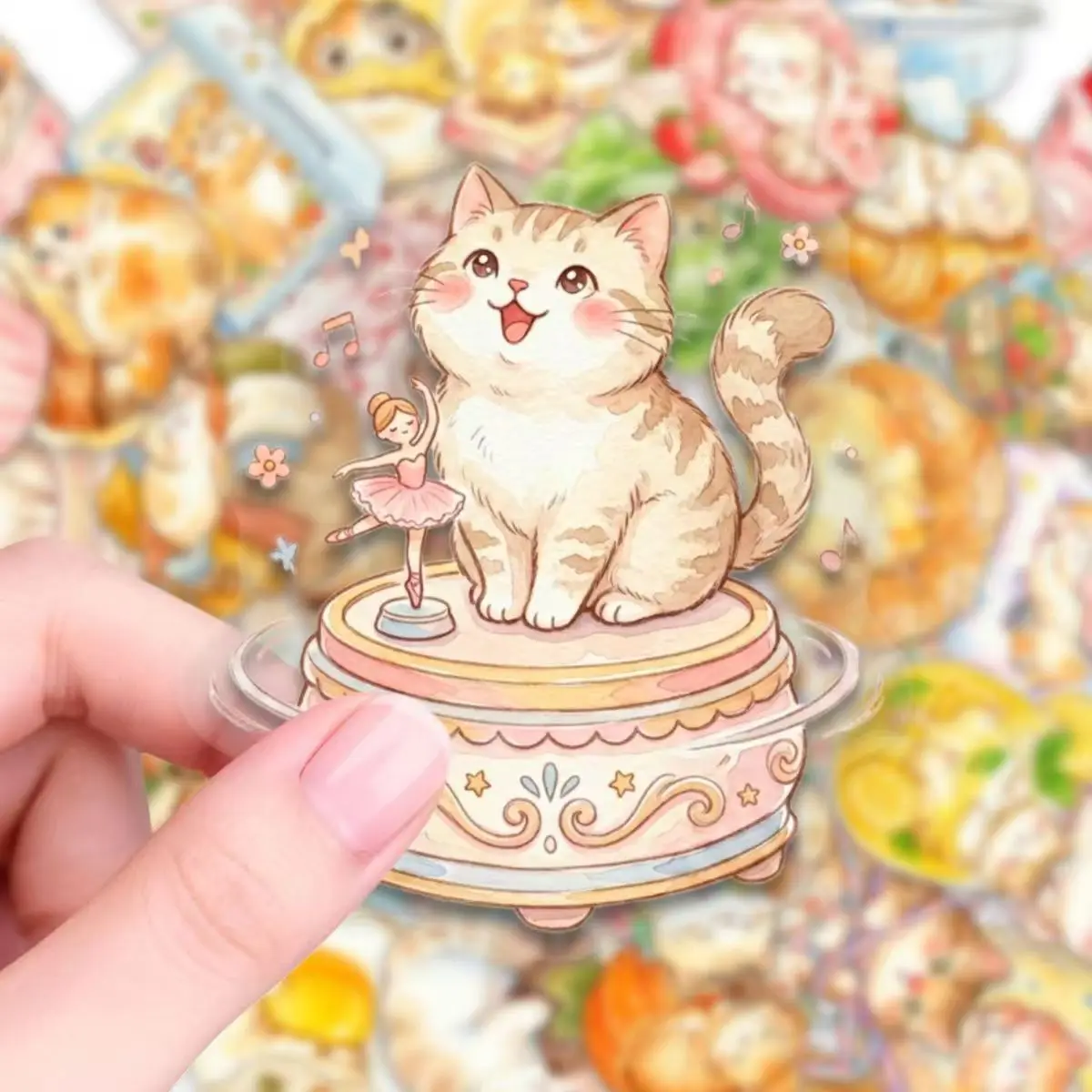 Pegatinas decorativas con estética de gatos para manualidades DIY