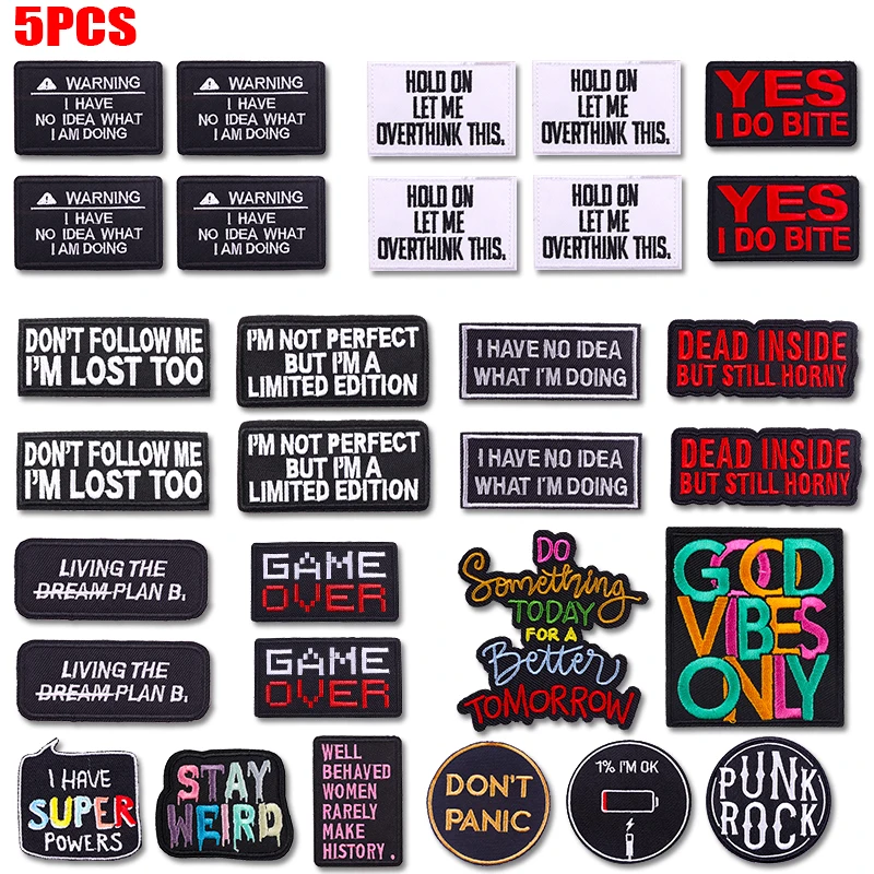 Parches termoadhesivos bordados frases positivas energía para ropa - imagen 3