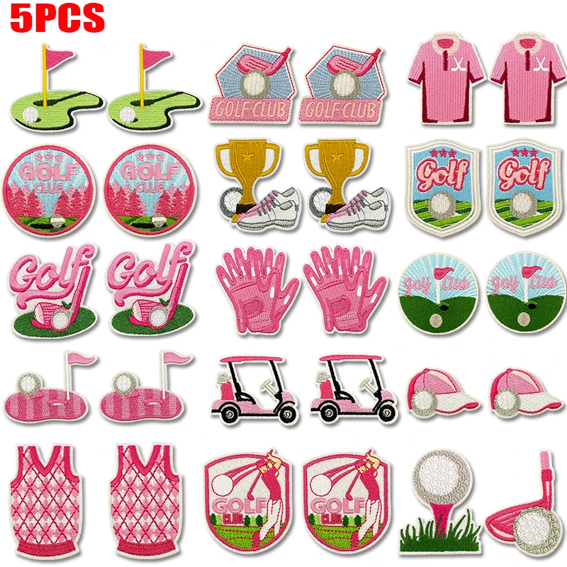 Parche termoadhesivo bordado diseño pelotas de golf rosa - imagen 5