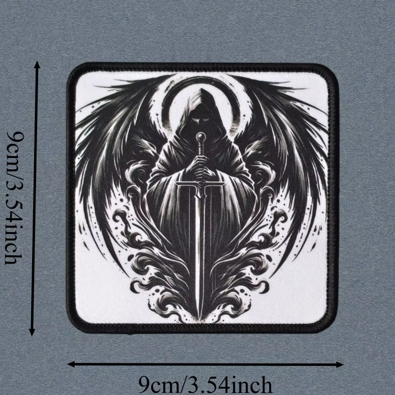 Parche táctico bordado Espada del Ángel y calavera con velcro - imagen 3