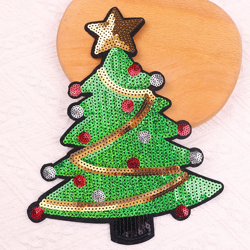 Parche termoadhesivo lentejuelas árbol Navidad para ropa festiva - imagen 2