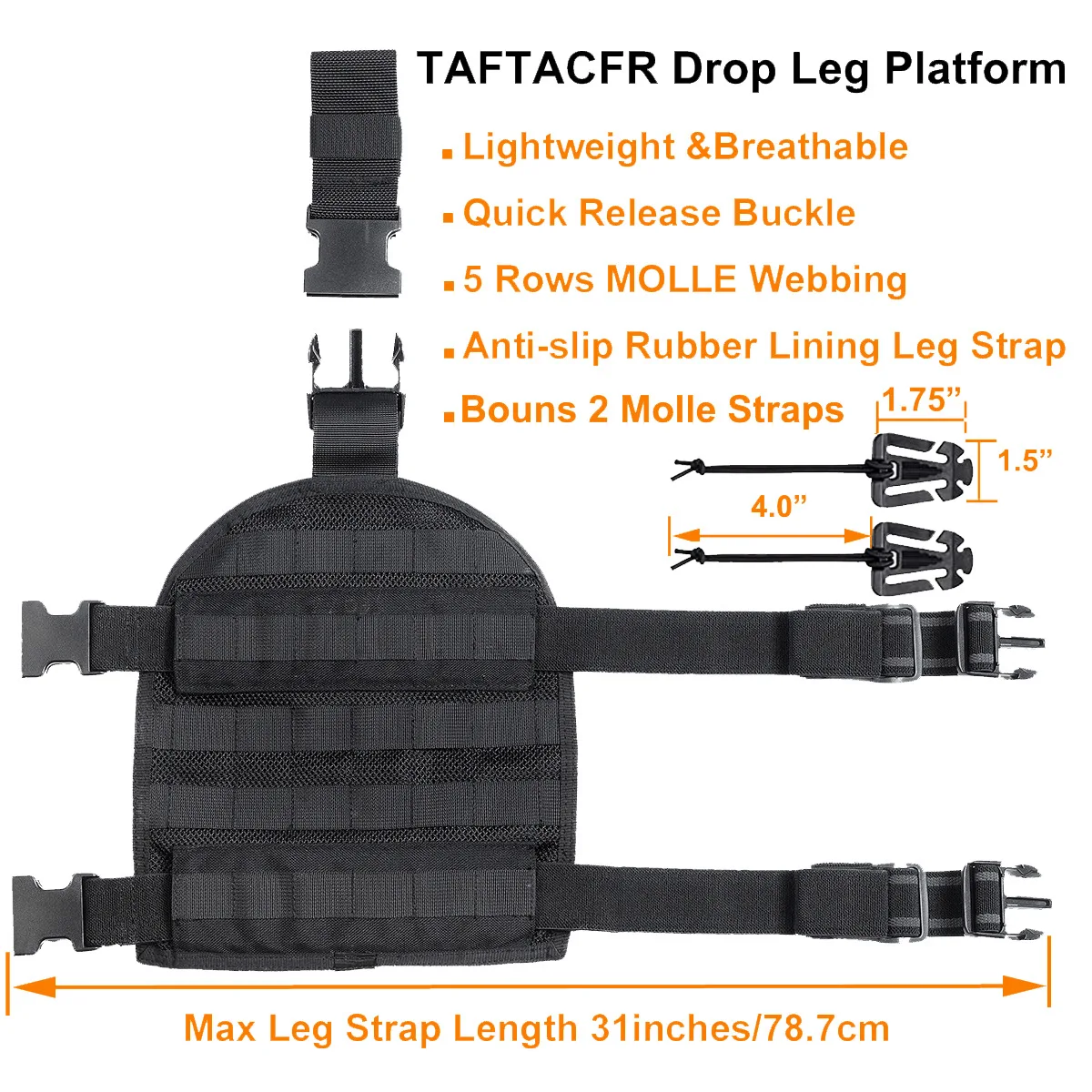 Plataforma táctica muslo MOLLE nylon transpirable con hebilla rápida - imagen 2
