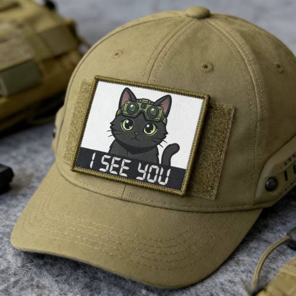 Parche táctico moral gato negro I See You – gancho y bucle mochila - imagen 2