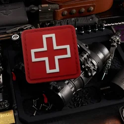 Parche médico táctico PVC 3D cruz roja