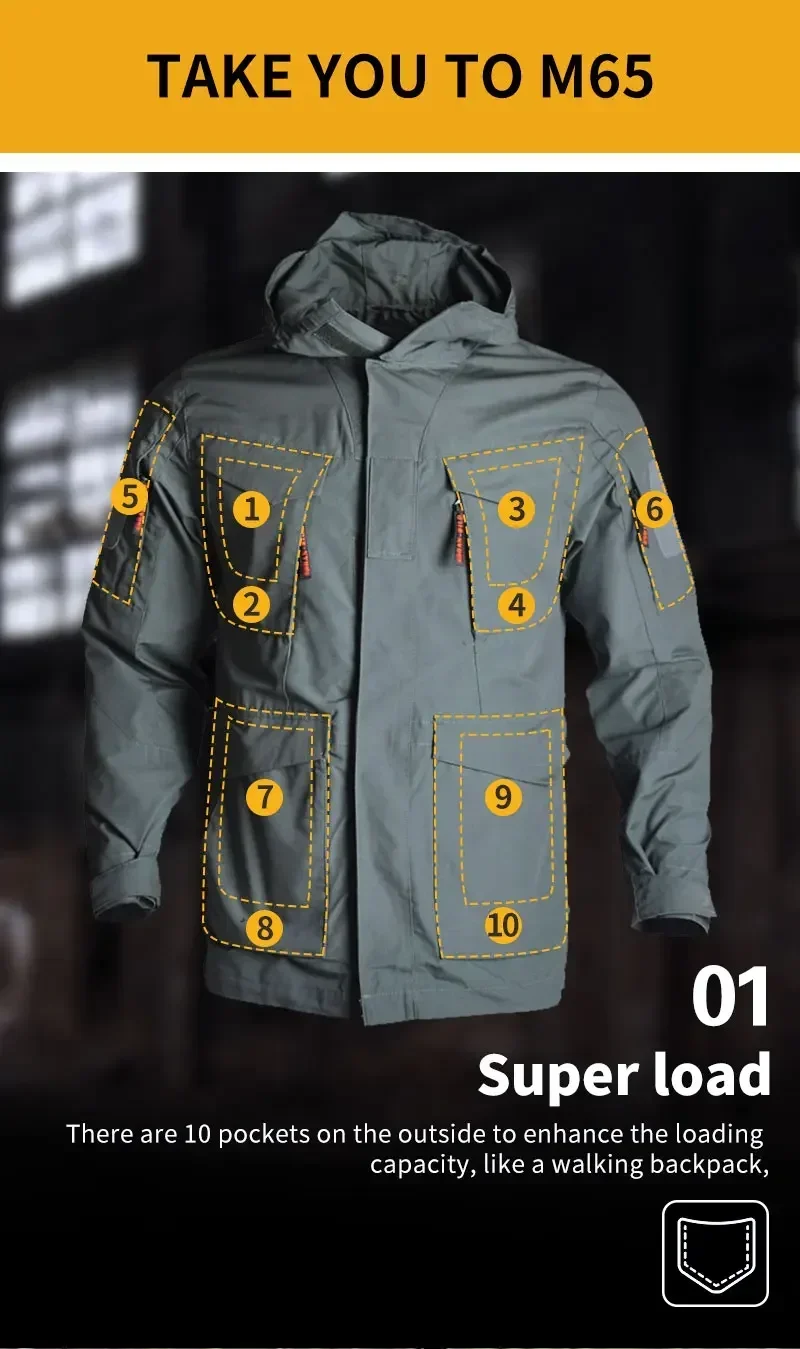 Vista frontal de la chaqueta en uso