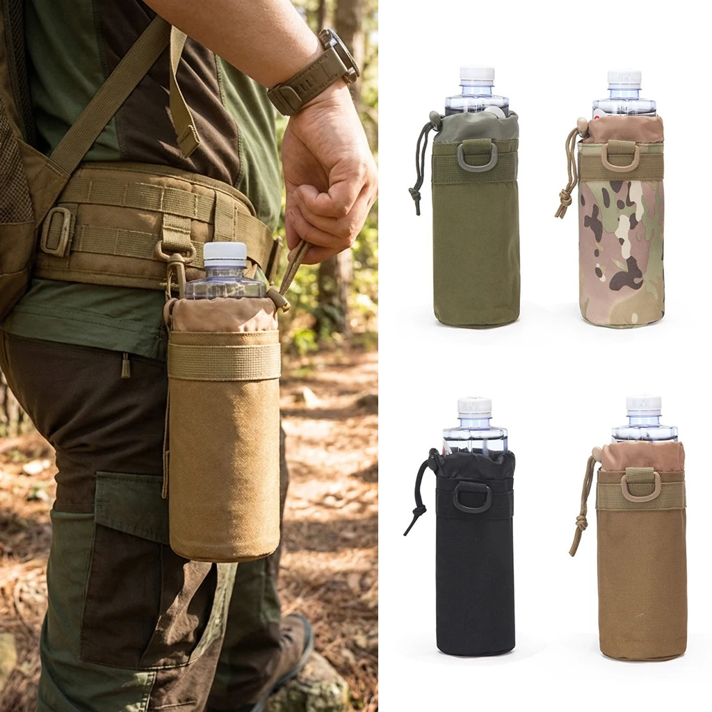 Bolsa MOLLE táctica nylon con cordón para botella de agua