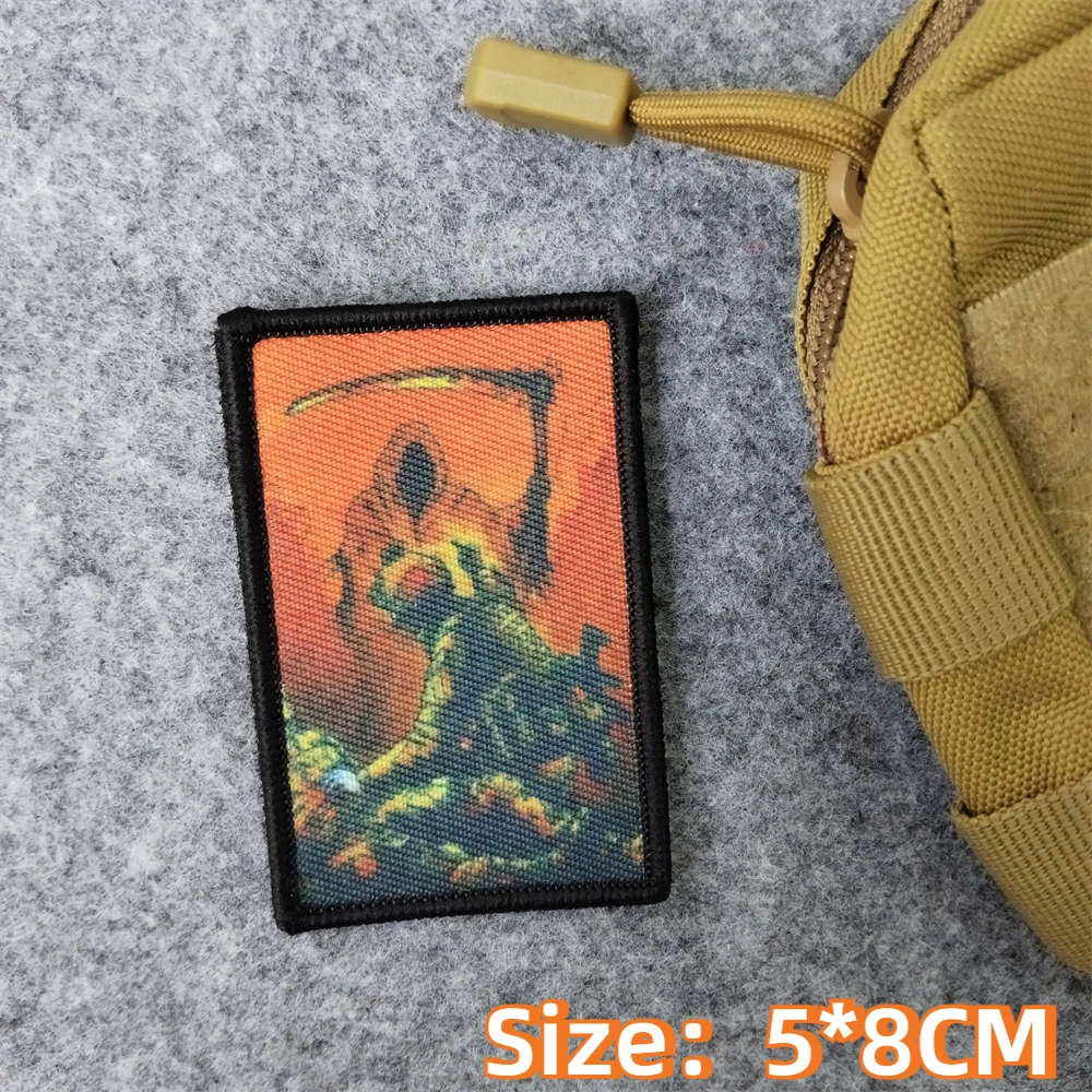 Parche bordado Death Scythe Life Reaper - insignia táctica calavera - imagen 2