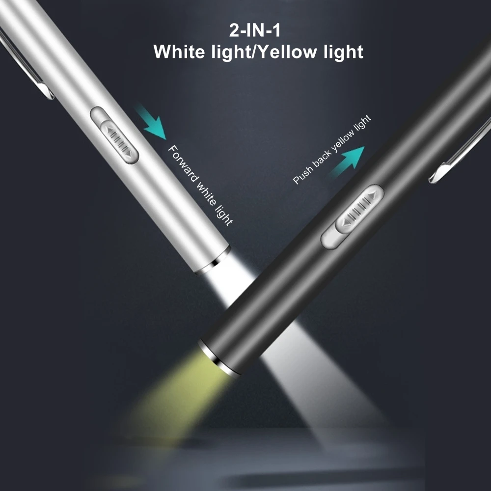 Linterna táctica LED recargable USB con bolígrafo, emergencia - imagen 2
