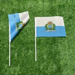 Bandera de mano San Marino con asta plástica para deporte y decoración