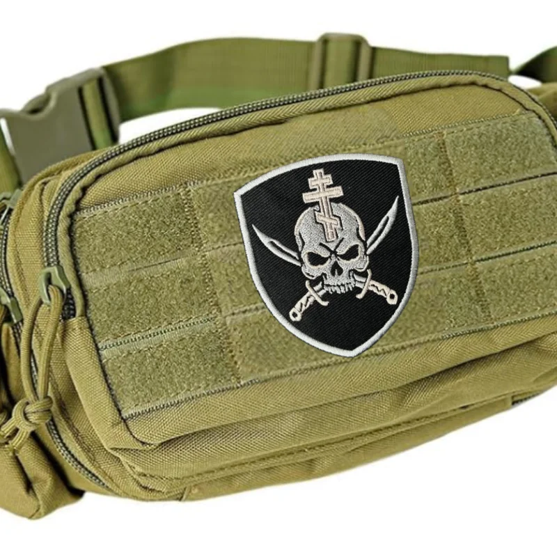 Parche táctico bordado calavera para chaleco MOLLE con velcro - imagen 2